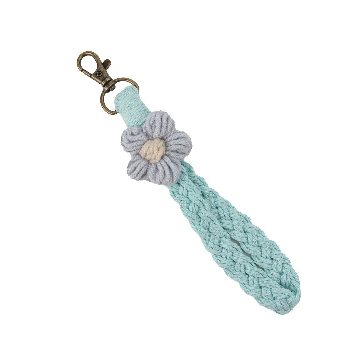Wholesale Flower Handmade Woven Cotton Rope Keychains